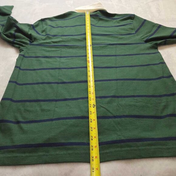 New L J.Crew Factory striped rugby longsleeve polo shirt Championship Green Navy - Picture 8 of 8